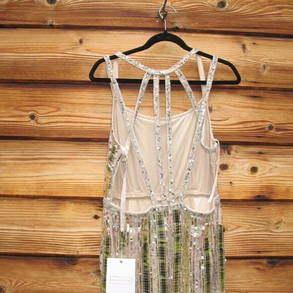 NWT Mac Duggal 93981 HALTER NECK  Mirror EMBELLISHED DETAILED BACK GOWN Dress Nu - Picture 13 of 16